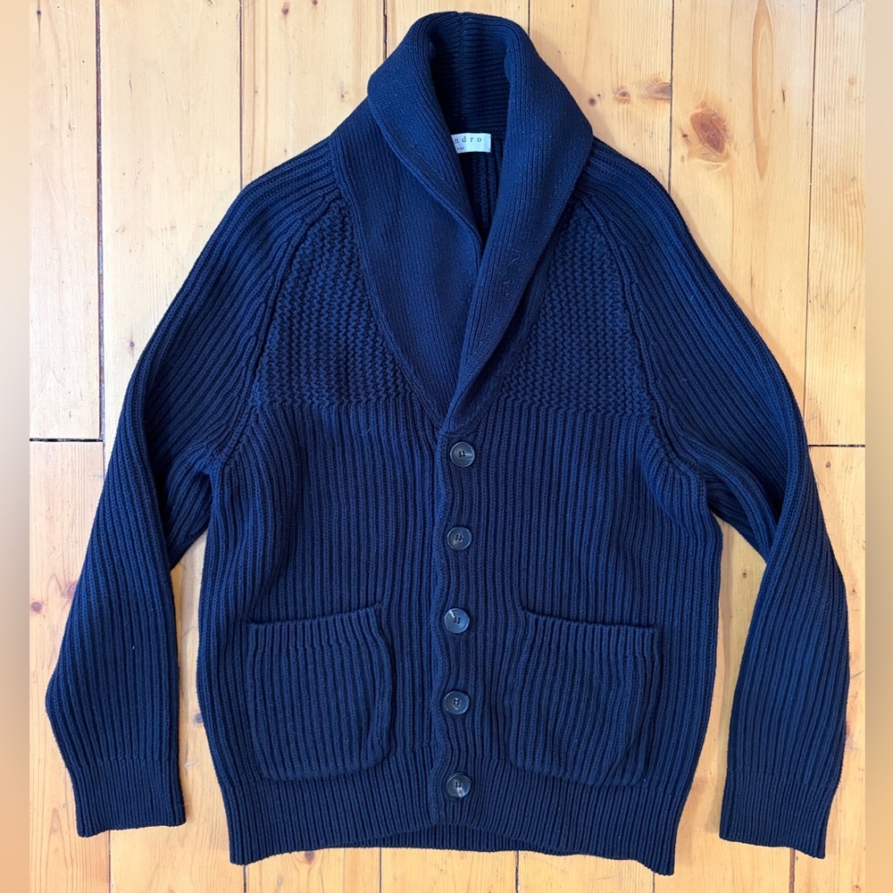 Men's Sandro Navy Blue Shawl Collar sweater